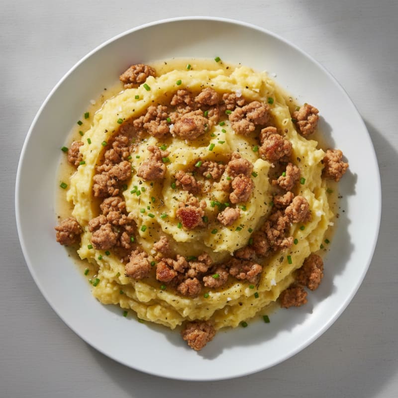 Buttery Garlic Herb Mashed Potatoes with Lean Ground Turkey