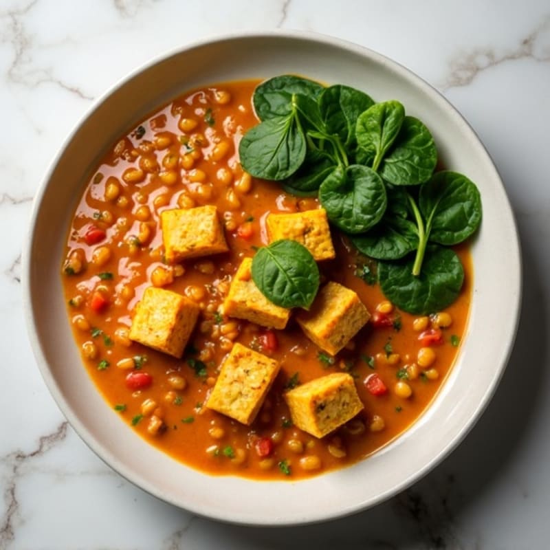 Creamy Red Lentil Curry with Fresh Spinach