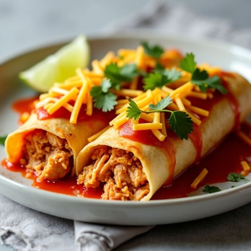 Baked Shredded Chicken Enchiladas with Zesty Red Sauce