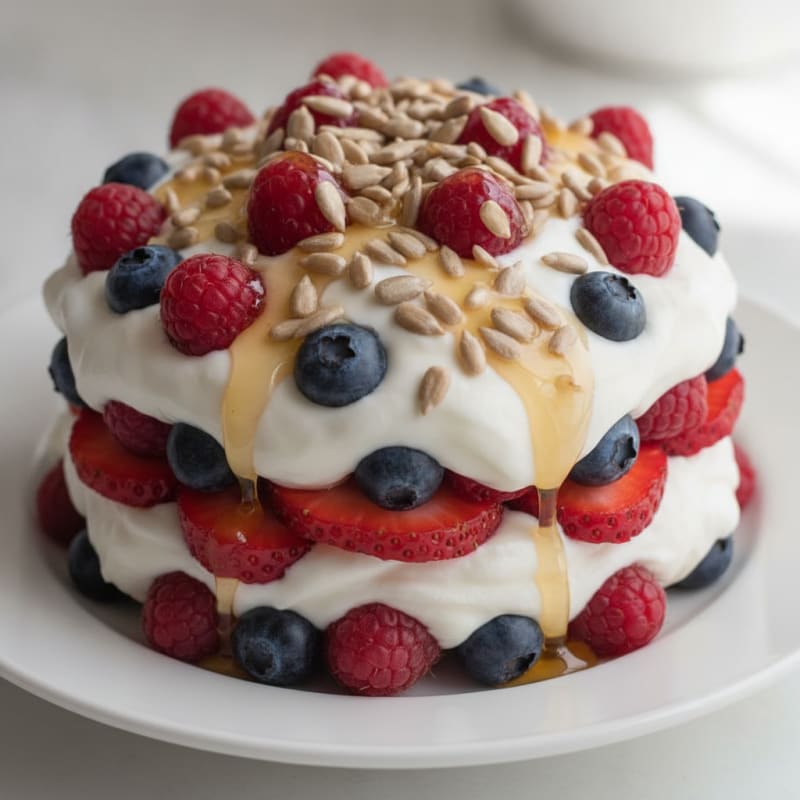 Greek Yogurt Parfait with Mixed Berries and Crunchy Seeds