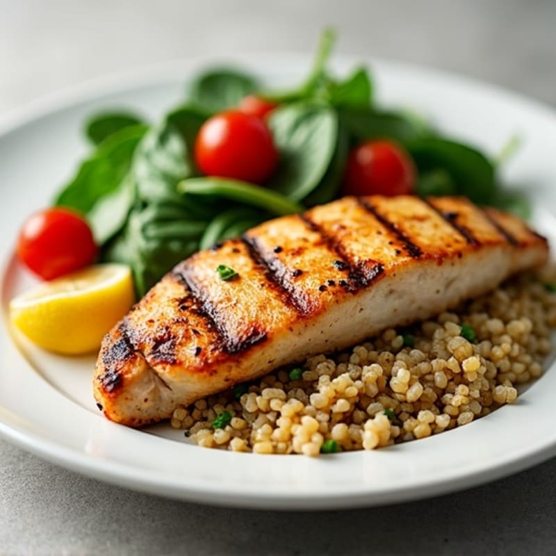 Grilled Chicken Breast with Spinach Quinoa Salad
