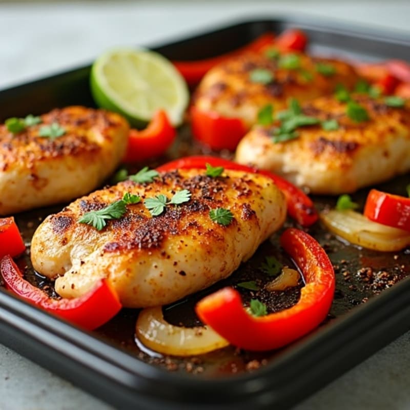 Sheet Pan Chicken Fajitas with Crispy Peppers and Onions