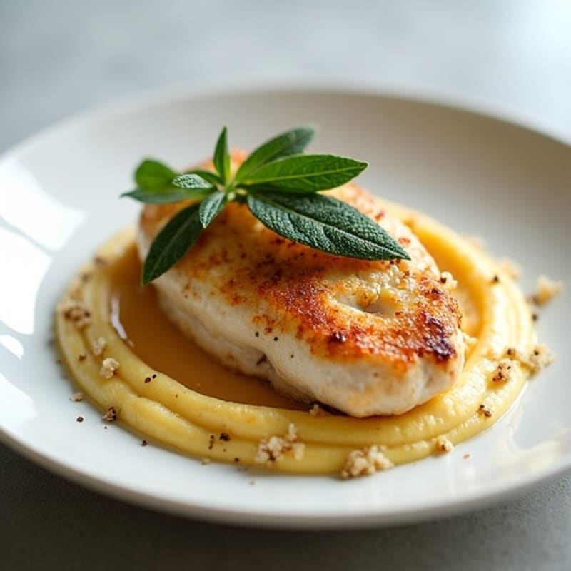 Pan-Seared Chicken with Creamy Parsnip Puree and Crispy Sage Crumble