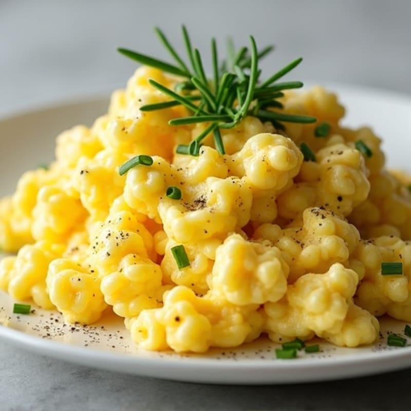 Fluffy Herb-Whipped Scrambled Eggs with Goat Cheese