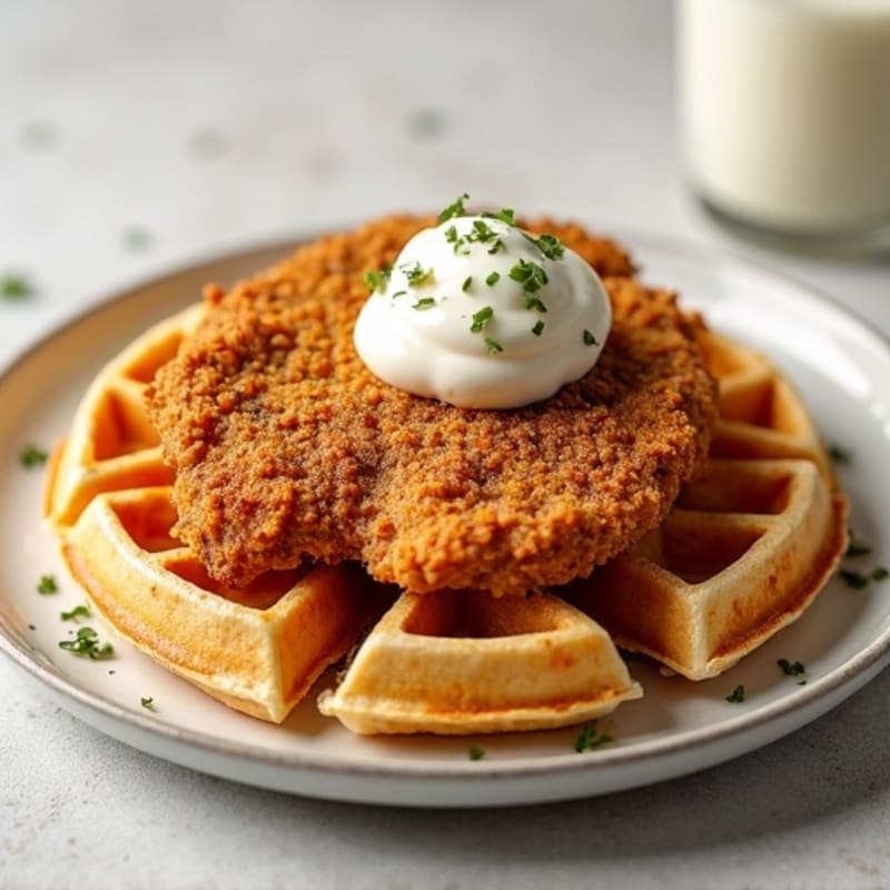 Crispy Baked Chicken with Almond Flour Waffles