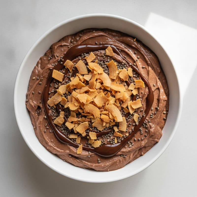 Silky Chocolate Protein Pudding with Toasted Coconut