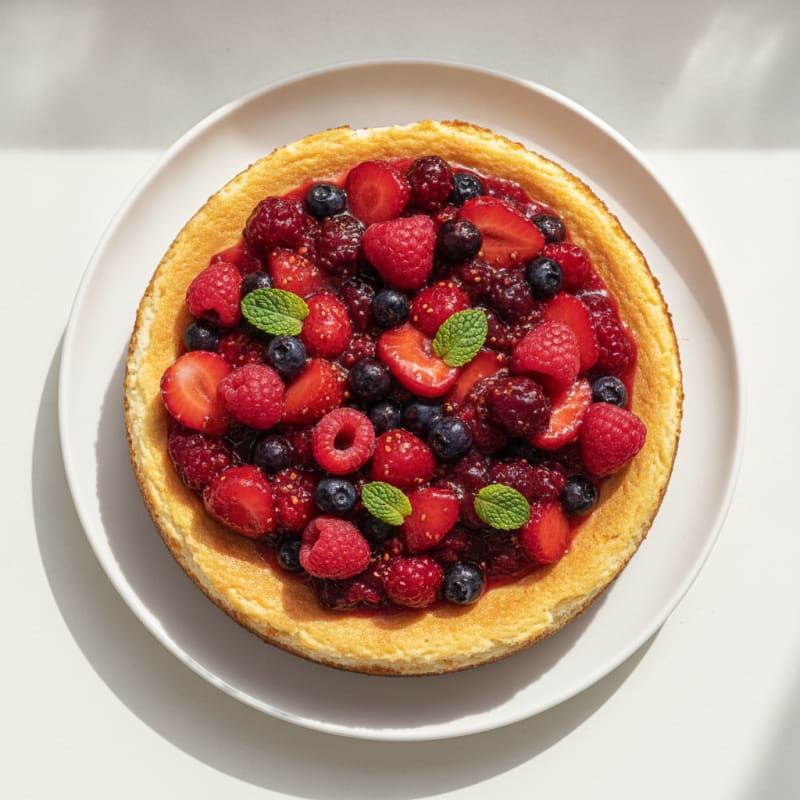 Greek Yogurt Protein Cheesecake with Mixed Berries