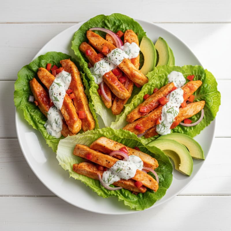 Buffalo Ranch Chicken Lettuce Wraps
