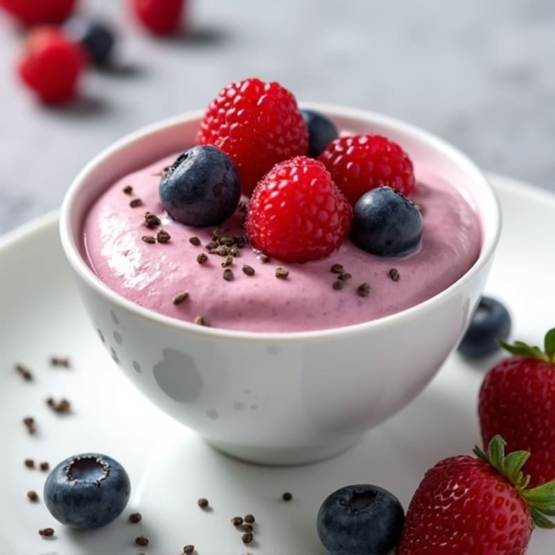 Silky Greek Yogurt Protein Pudding with Mixed Berries