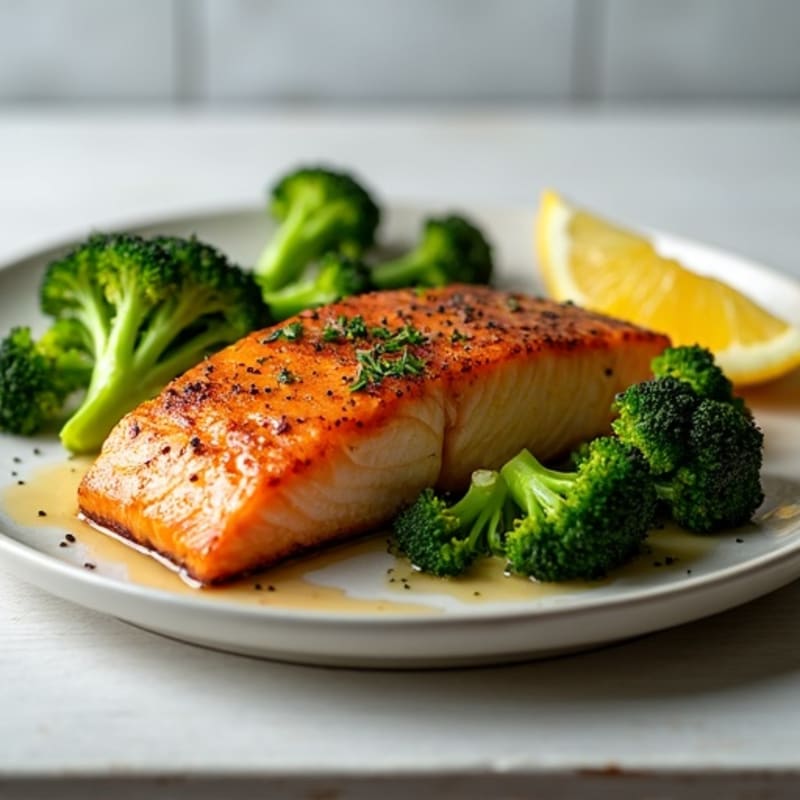 Crispy Pan-Seared Salmon with Roasted Broccoli
