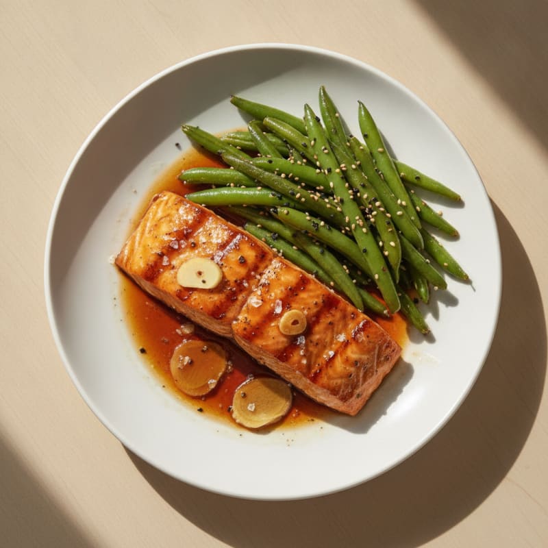 Teriyaki Glazed Salmon with Sesame Green Beans