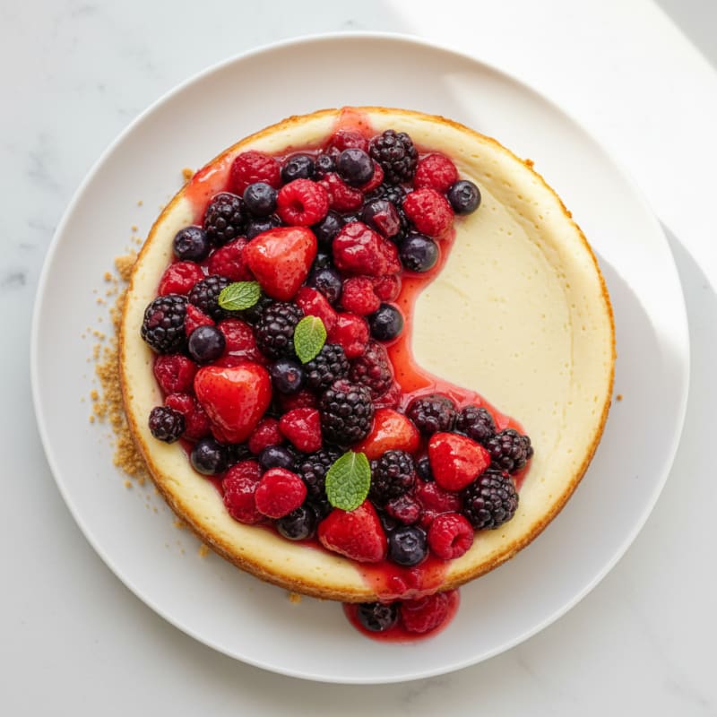 Greek Yogurt Protein Cheesecake with Mixed Berries