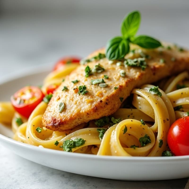 Creamy Chicken Pesto Pasta with Blistered Tomatoes