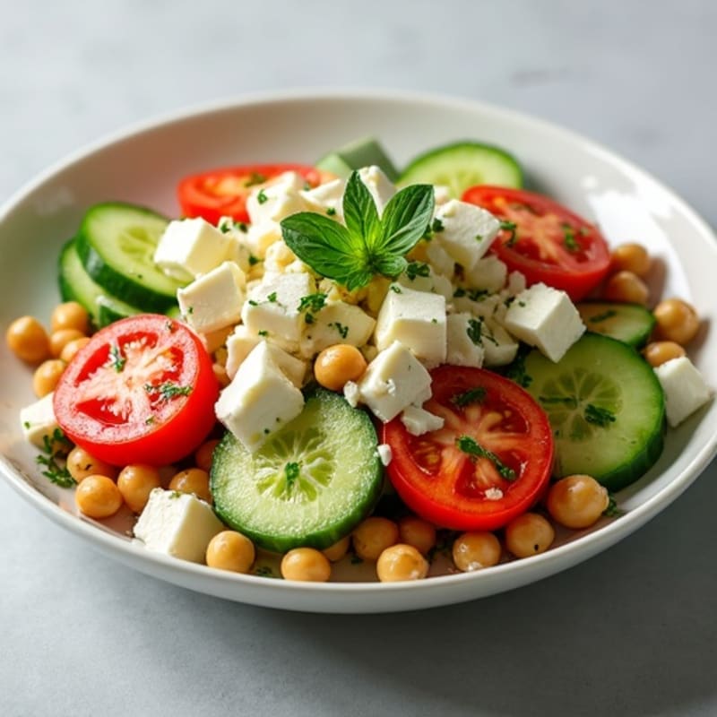 Fresh Cucumber Tomato Salad with Herb-Marinated Feta