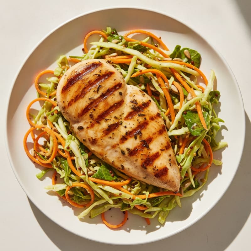 Grilled Chicken Breast with Crunchy Vegetable Slaw