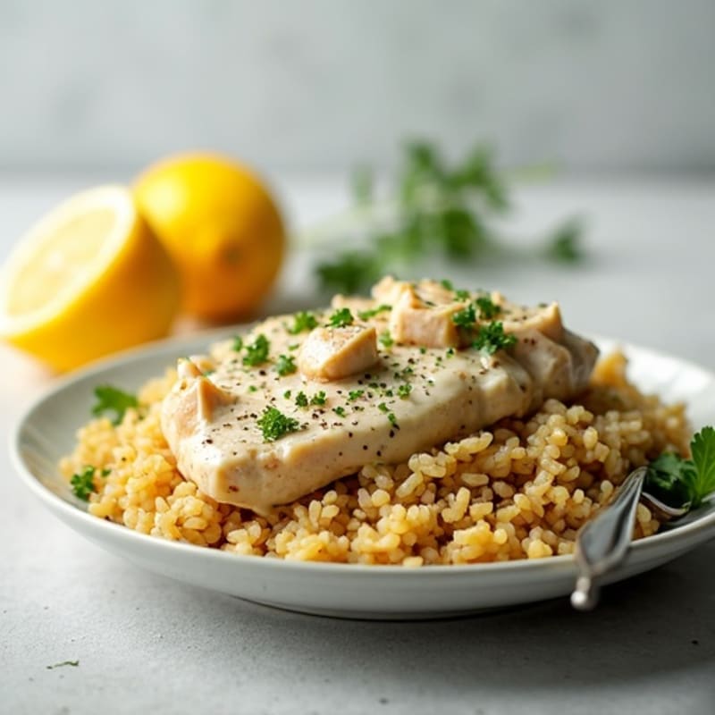 Creamy Lemon Herb Tuna and Brown Rice