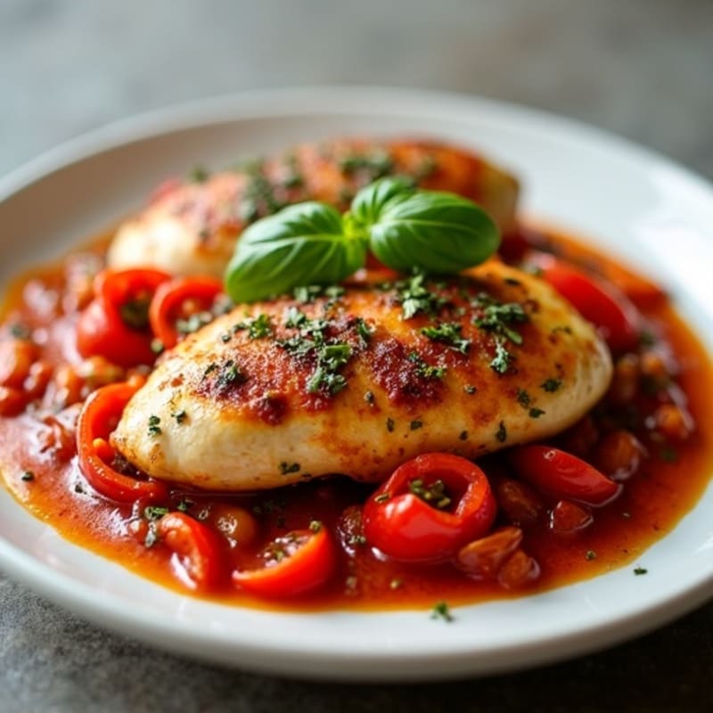 Herb-Roasted Chicken Cacciatore with Bell Peppers