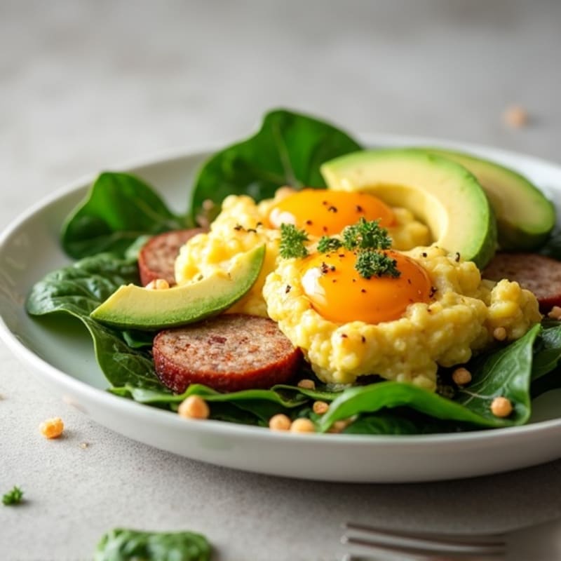 Egg White and Turkey Sausage Scramble with Spinach