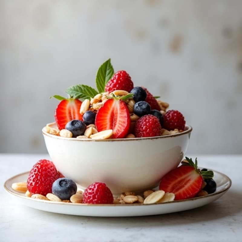 Greek Yogurt Parfait with Mixed Berries and Almond Crunch