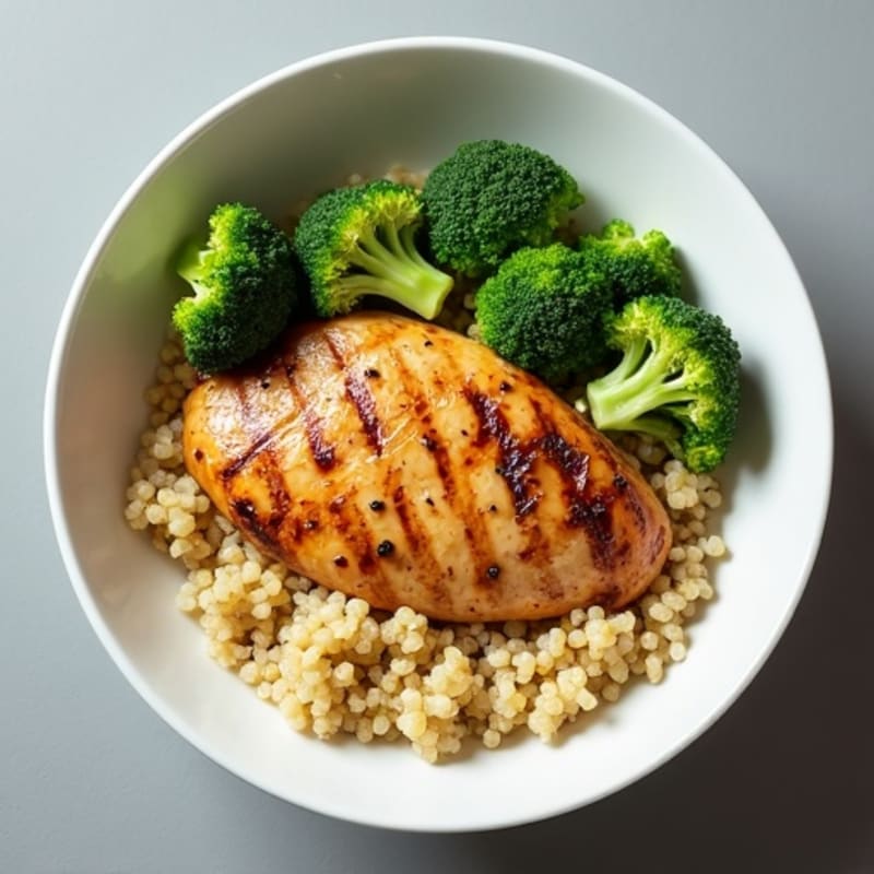 Grilled Chicken Breast with Roasted Broccoli and Quinoa