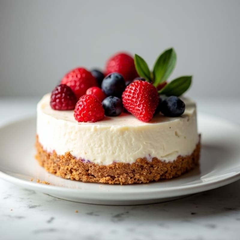 Greek Yogurt Protein Cheesecake with Fresh Berries