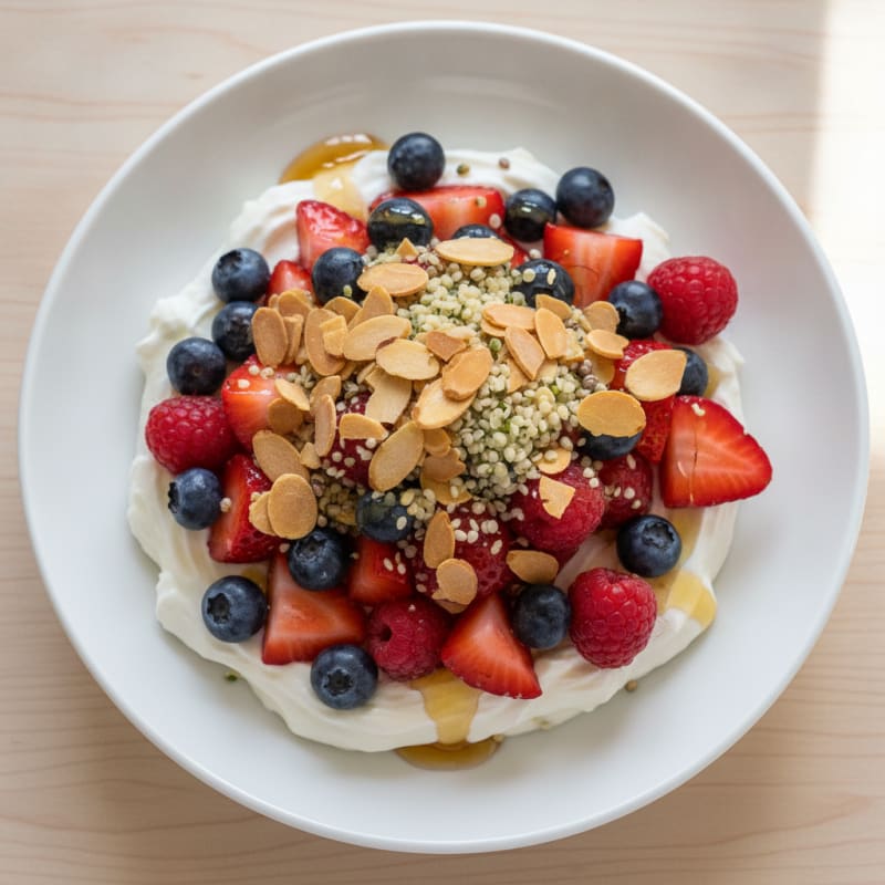Greek Yogurt Protein Parfait with Mixed Berries