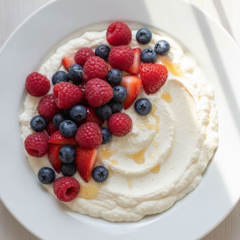 Silky Cottage Cheese Protein Mousse with Mixed Berries