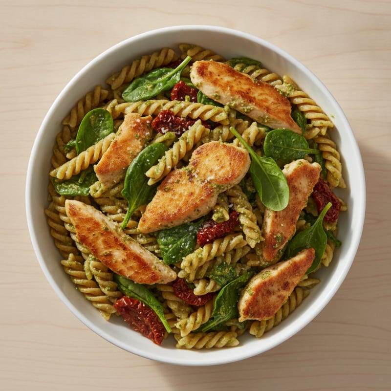 Pesto Chicken with Sun-Dried Tomato Pasta