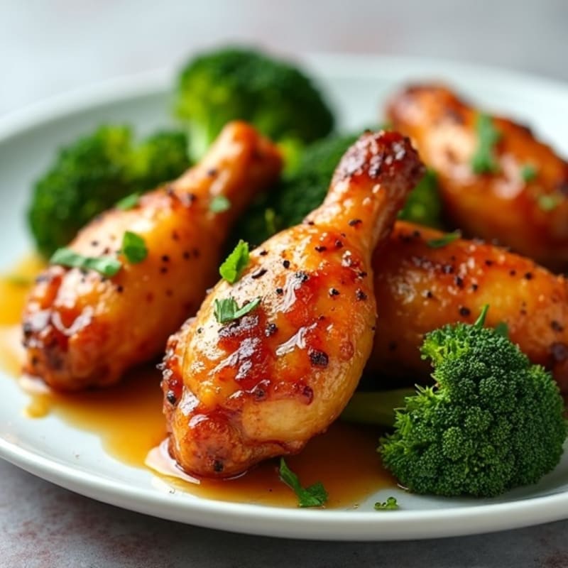 Crispy Baked Honey Garlic Chicken Wings with Roasted Broccoli