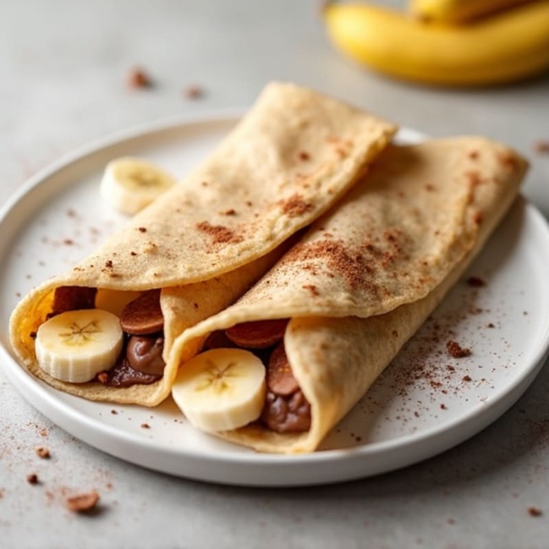 Healthy Banana and Chocolate Hazelnut Stuffed Crepes