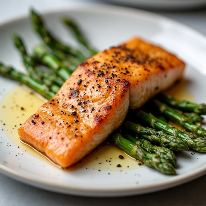 Crispy Pan-Seared Salmon with Roasted Asparagus