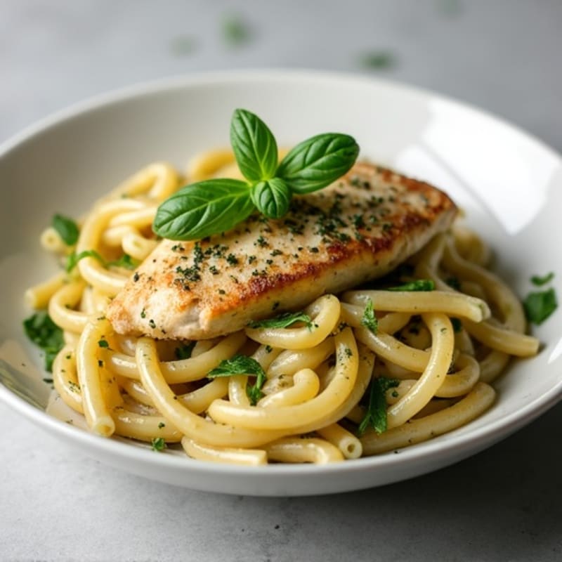Creamy Herb-Roasted Chicken Pesto Pasta