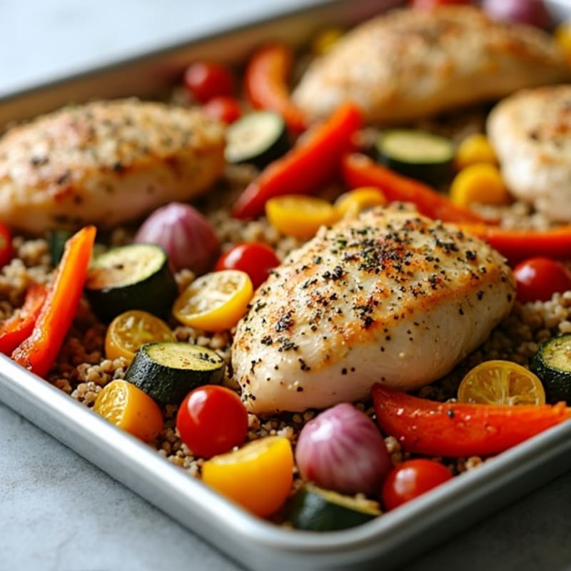 Herb-Crusted Sheet Pan Chicken with Roasted Rainbow Vegetables