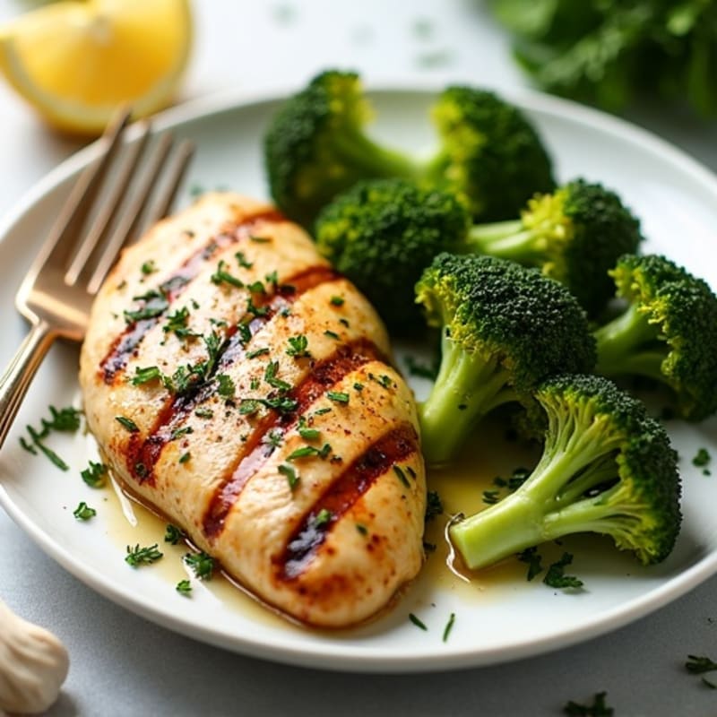 Lemon Herb Grilled Chicken with Roasted Broccoli