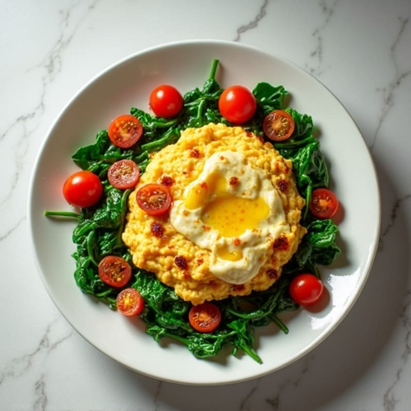 Egg White Scramble with Turkey Sausage and Spinach