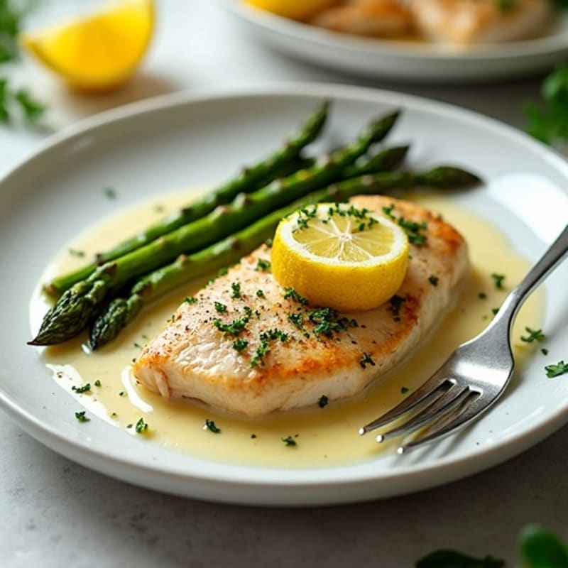 Creamy Lemon Herb Chicken with Roasted Asparagus