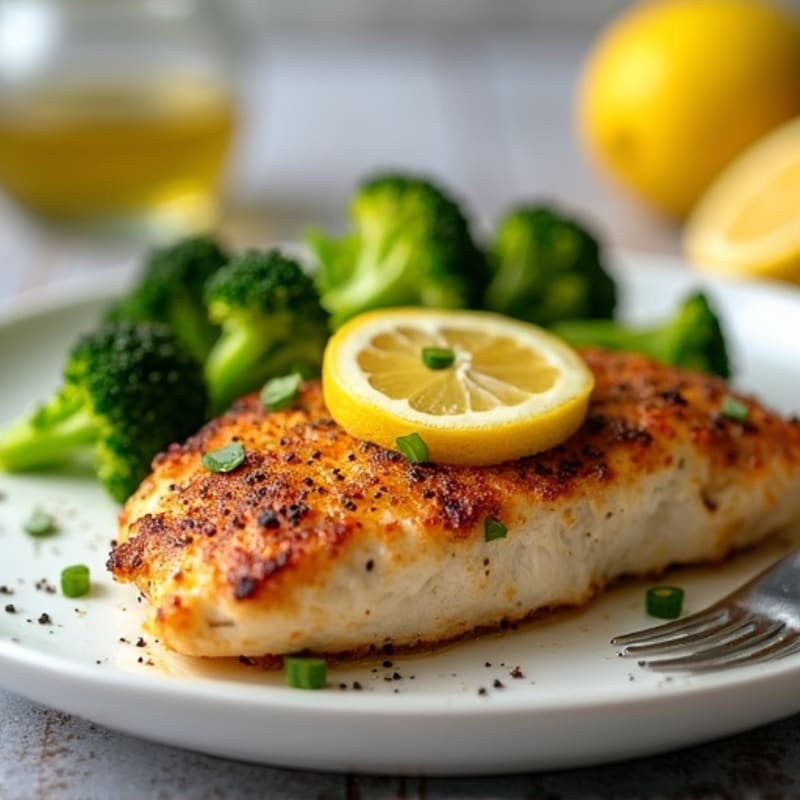 Lemon-Garlic Pan-Seared Chicken with Roasted Broccoli