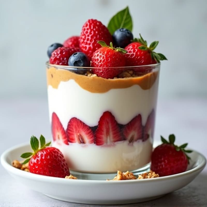 Greek Yogurt Protein Parfait with Mixed Berries and Almond Butter