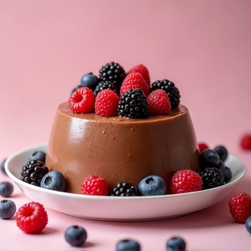 Silky Chocolate Protein Pudding with Mixed Berries