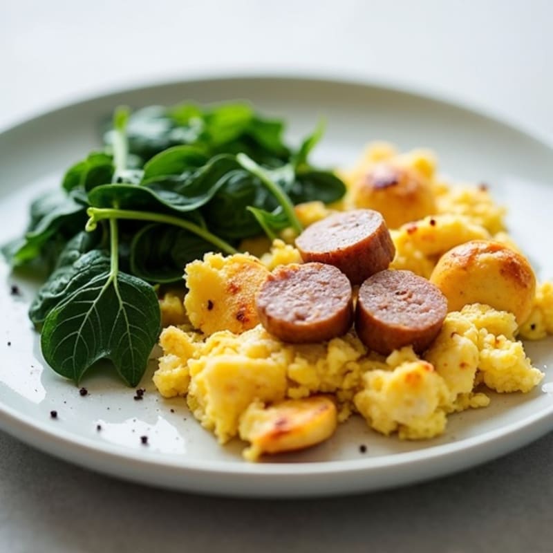 Egg White and Turkey Sausage Scramble with Spinach