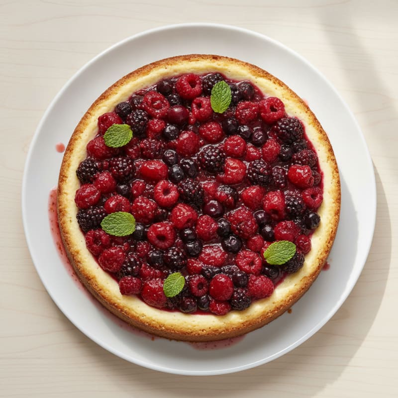 Greek Yogurt Protein Cheesecake with Mixed Berries