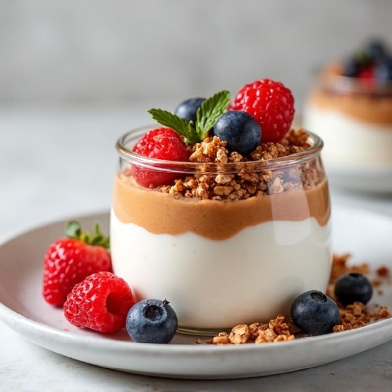 Greek Yogurt Parfait with Almond Butter and Mixed Berries