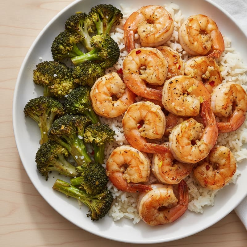 Garlic Shrimp with Roasted Broccoli