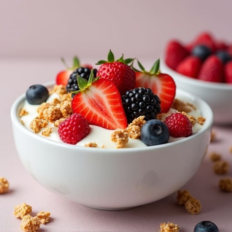 Creamy Greek Yogurt with Fresh Berries and Crunchy Granola