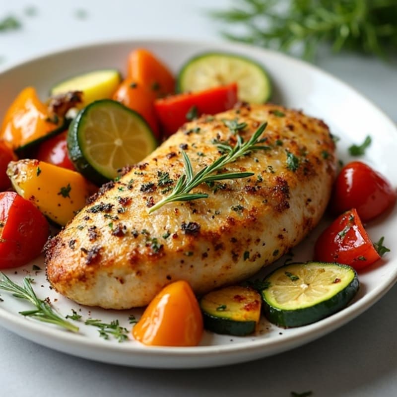 Herb-Crusted Pan Seared Chicken with Roasted Vegetables