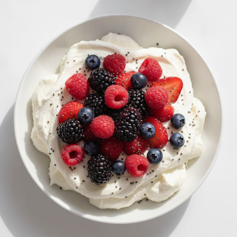 Silky Greek Yogurt Protein Mousse with Mixed Berries