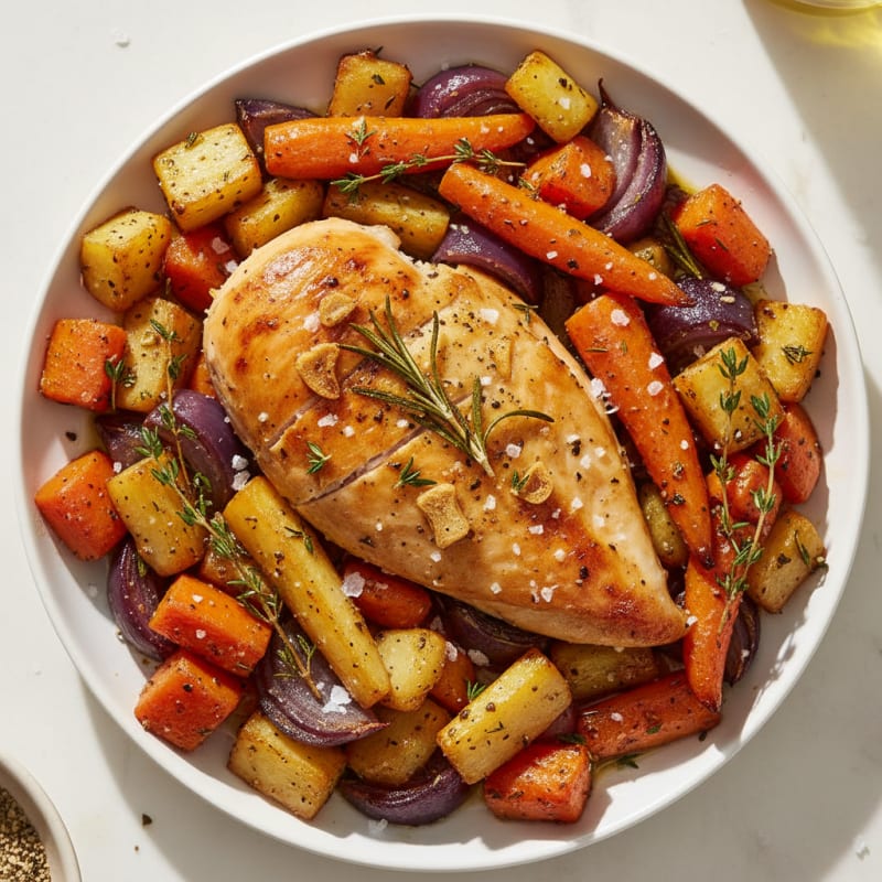 Garlic Herb Roasted Chicken with Root Vegetables