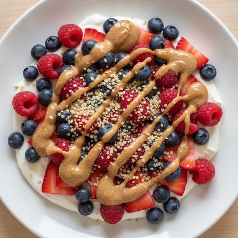 Greek Yogurt Parfait with Mixed Berries and Almond Butter