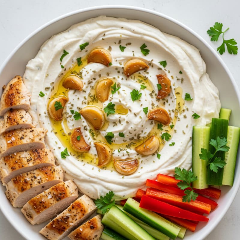 Creamy Roasted Garlic and Herb Dip Bowl