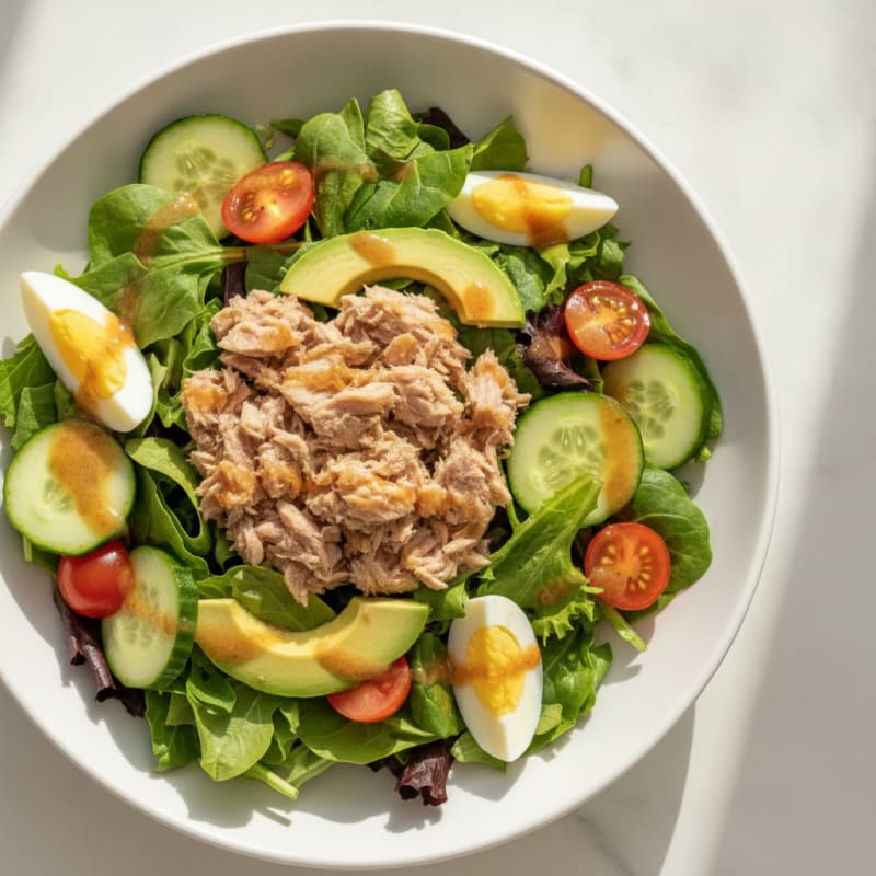 Tuna Salad with Mixed Greens and Salsa Vinaigrette